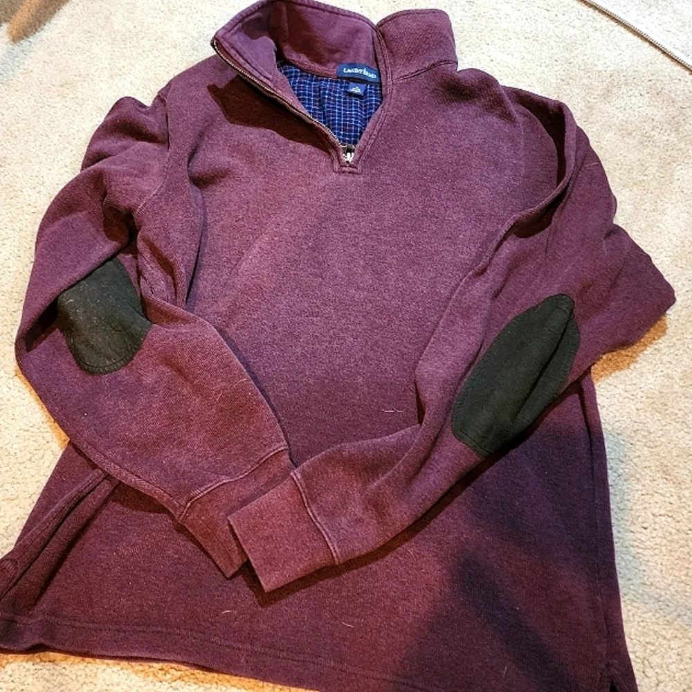 EUC Lands' End Elbow Patch Pullover 1/4 Zip L/S Sweater